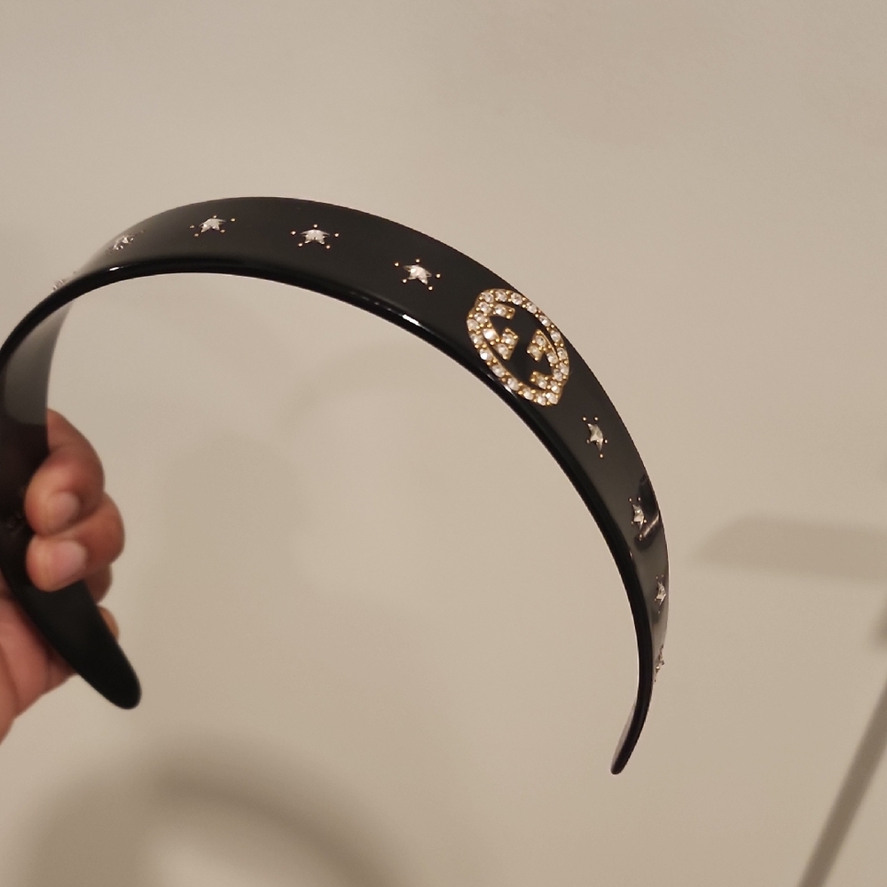 Gucci Black Headband with Gold Embellishments